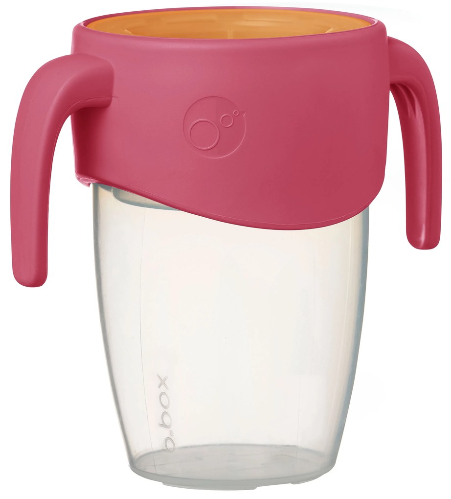 360° netečúci učiaci hrnček 250 ml - ružová/oranžová