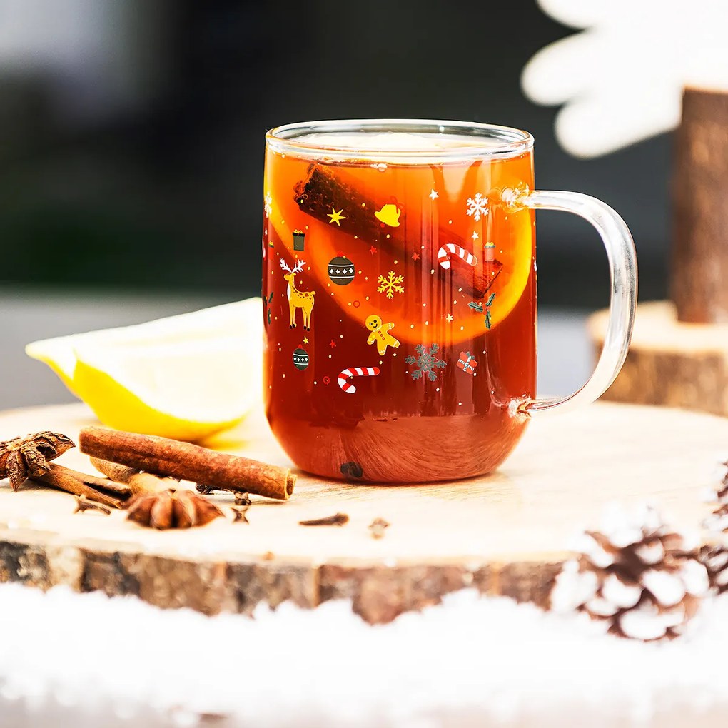 4Home Sklenený hrnček Hot&Cool Christmas time 350 ml, 2 ks