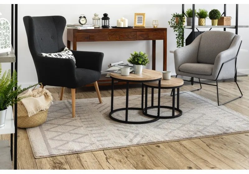 Koberec SOFT 8034 ETHNO BOHO krémová / svetlo hnedá