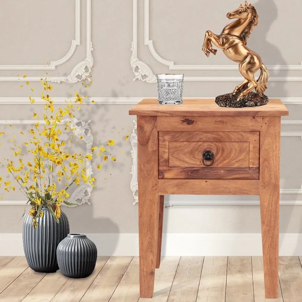furniture-nabytek.cz - Rustikálny nočný stolík z dreva palisander 45x60x35