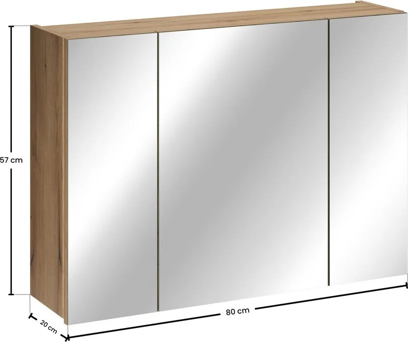 Závěsná koupelnová skříňka se zrcadlem UNI 80 cm dub coast evoke