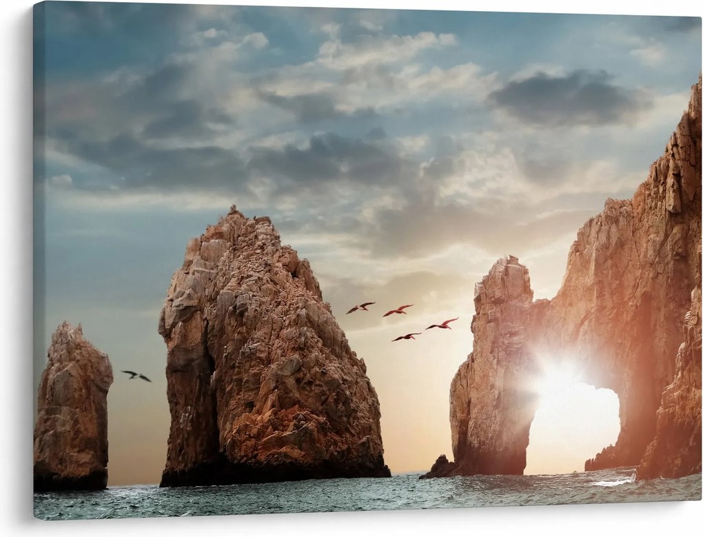 Obraz - Západ slnka nad útesmi (70x50 cm)