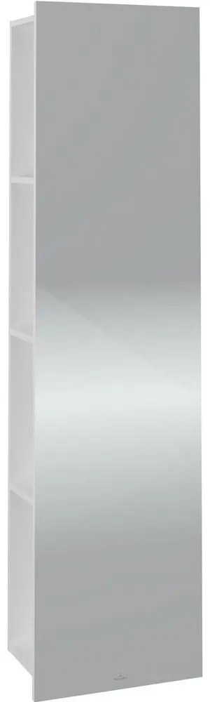 VILLEROY &amp; BOCH Subway 3.0 závesná polica so zrkadlom, regál vľavo, 450 x 300 x 1700 mm, Brilliant White, C59600VE