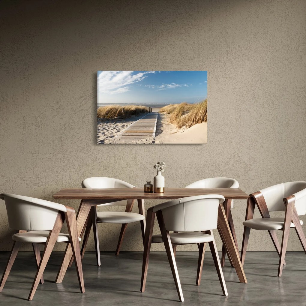 Obraz - Piesočná pláž na ostrove Langeoog, Nemecko (90x60 cm)