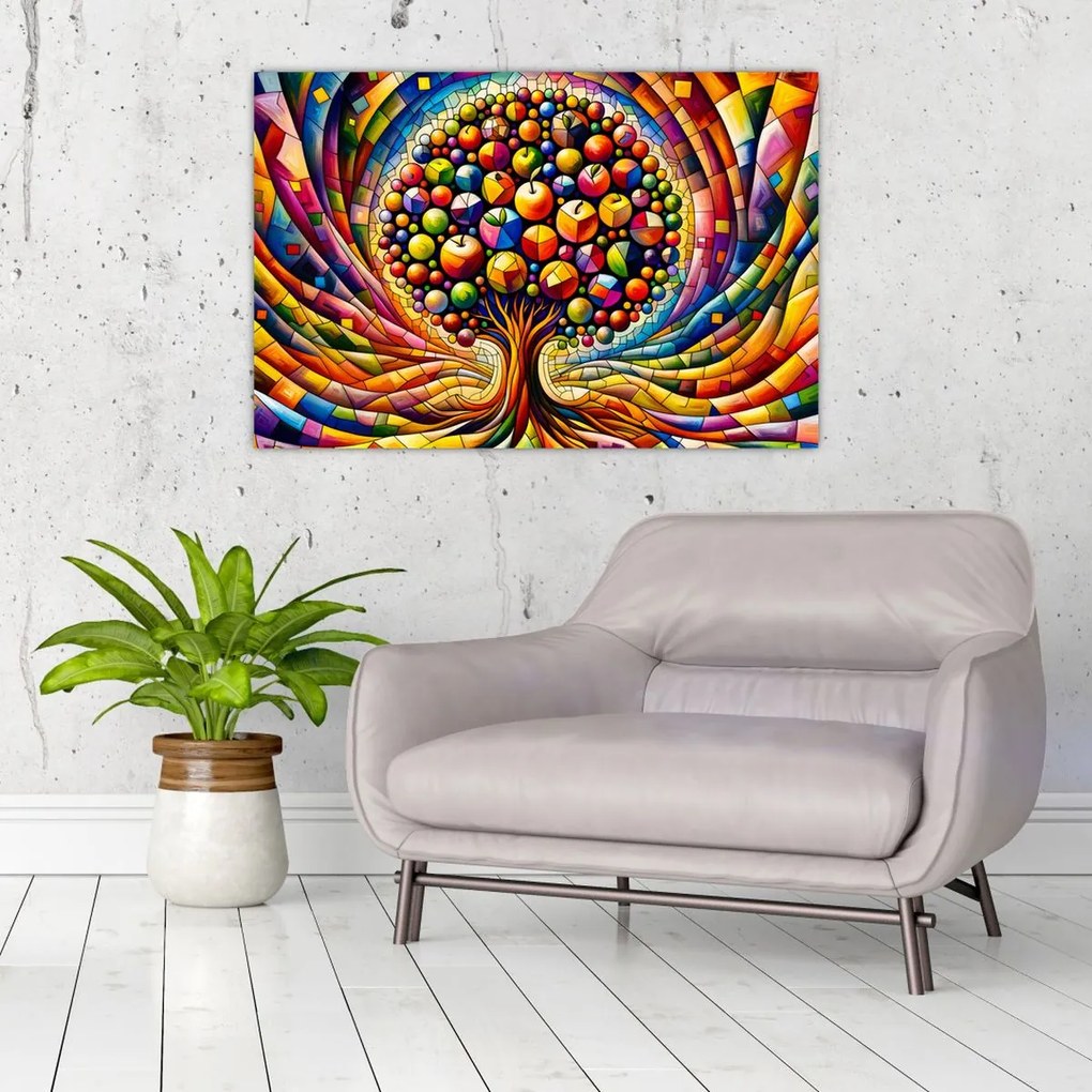 Obraz – Farebný strom s jablkami (90x60 cm)