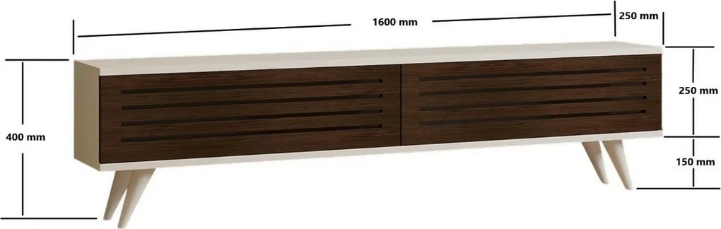 Hill Walnut a biely TV stolík