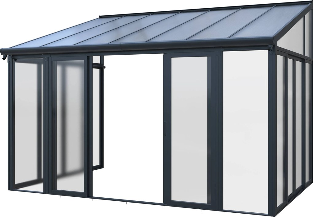 Luxusná zimná záhrada BestBerg PZ-QA7 / 12,8 m² / 300 x 428 x 312 cm / antracit