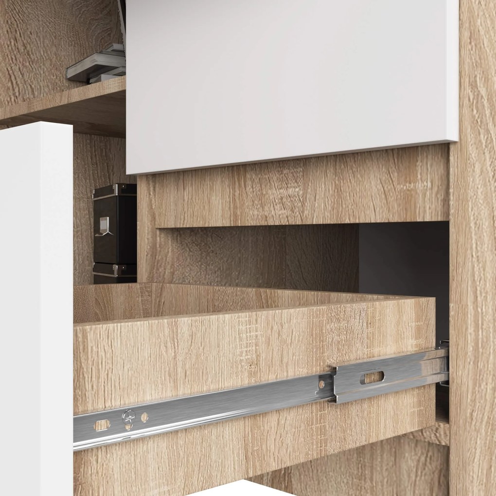 Rohový písací stôl B16 124 cm dub sonoma/biely pravý