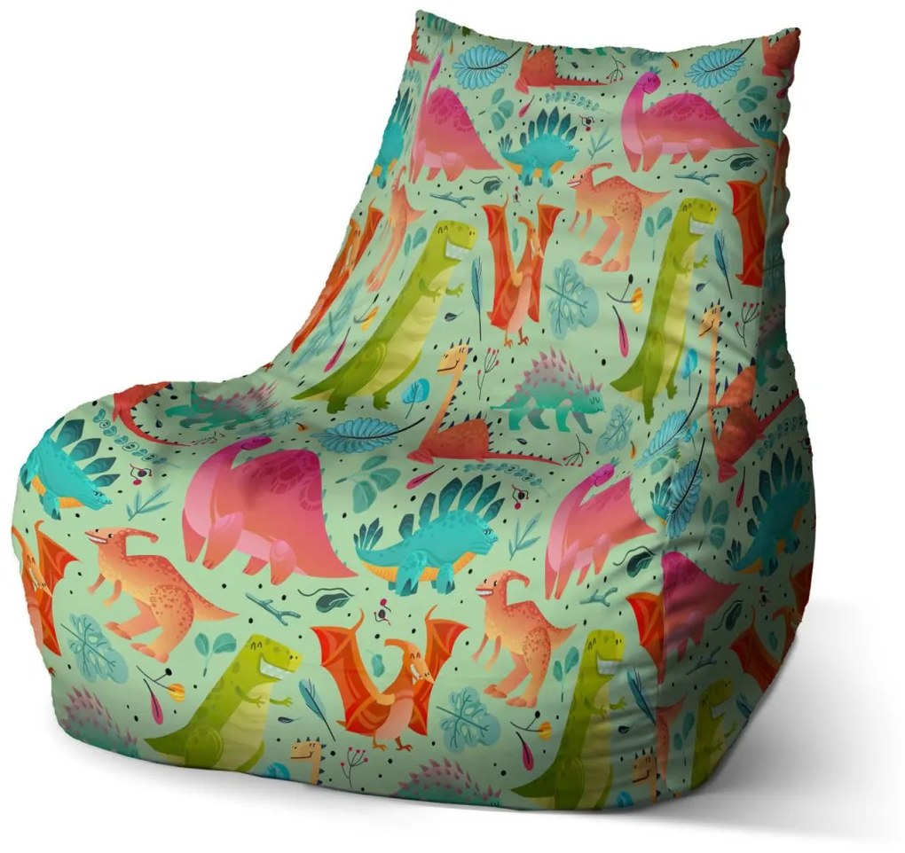 Sablio Sedací vak Bean Dinosaury v tráve - 100 x 90 x 45 cm