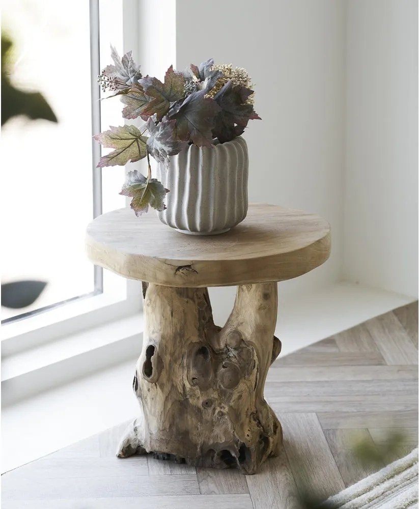 Okrúhly odkladací stolík z teakového dreva ø 40 cm Palena – House Nordic