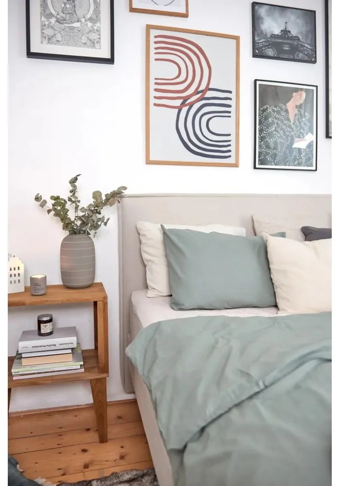 Béžová dvojlôžková posteľ Bobochic Paris Sary Dark, 180 x 200 cm