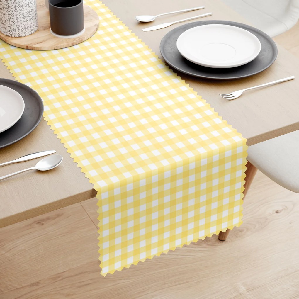 Goldea behúň na stôl teflónový - žlté kocky 50x120 cm