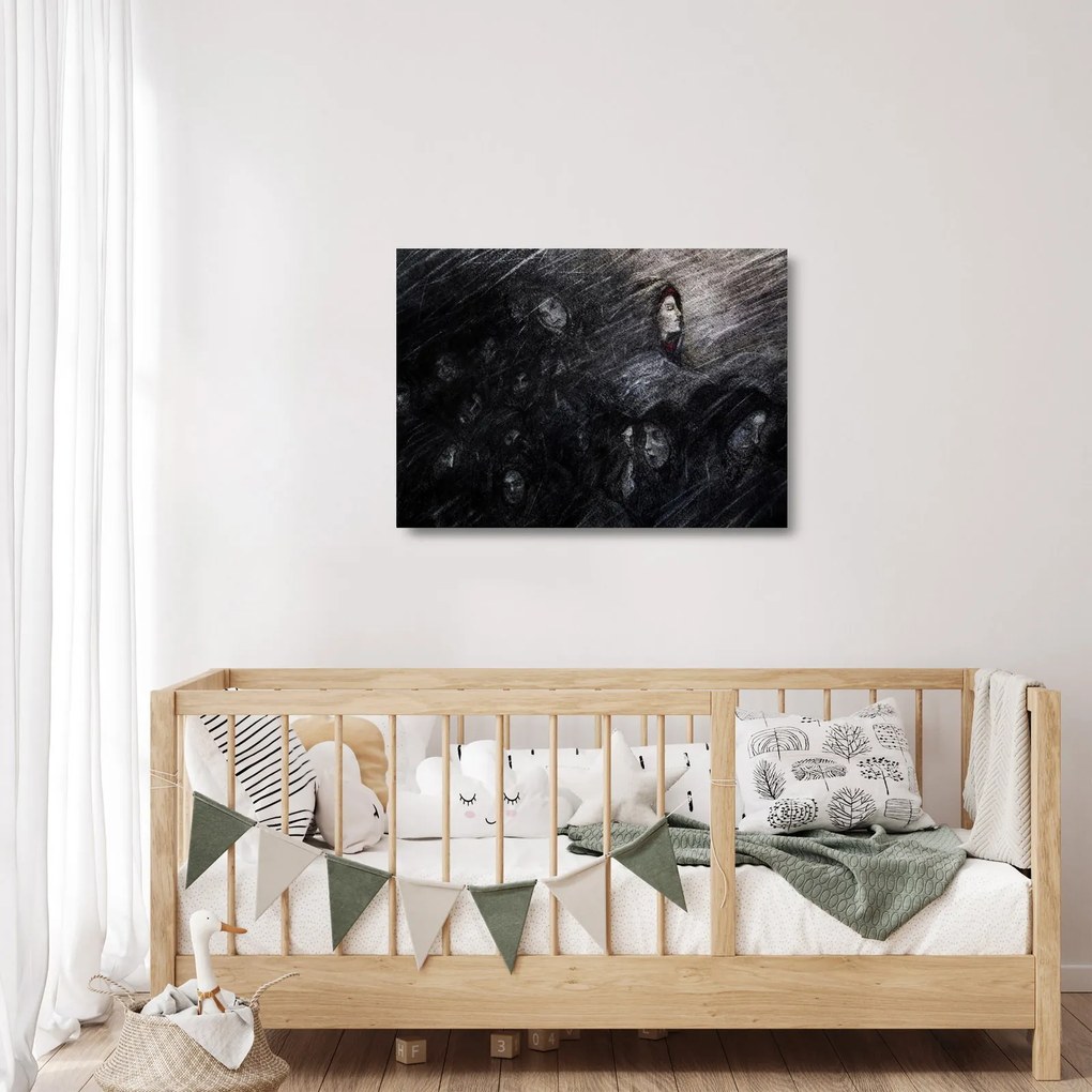 Sklenený obraz - Smútok a odriekanie (70x50 cm)