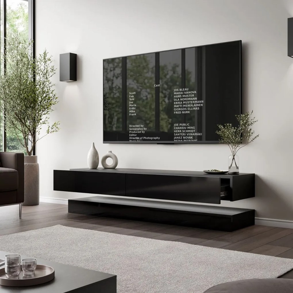 TV STOLIK SALLE ČIERNY LESK 140 cm