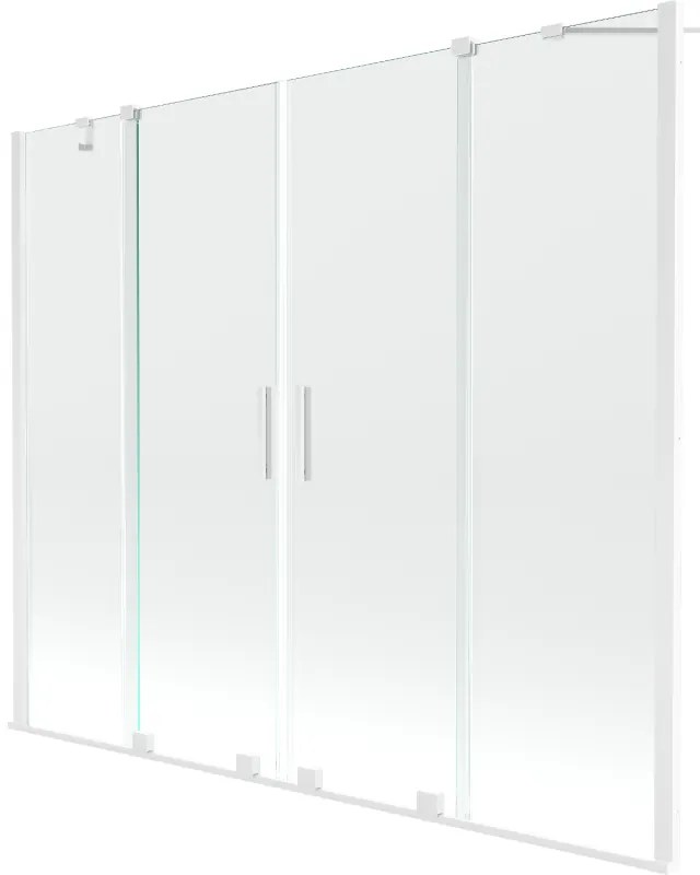Mexen Velar Duo, 2-krídlová posuvná vaňová zástena 180 x 150 cm, 8mm číre sklo, biely profil, 896-180-000-02-20