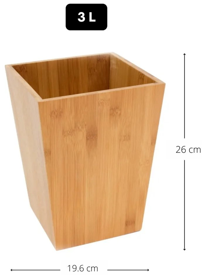 Bambusový odpadkový kôš v prírodnej farbe 3 l – MSV