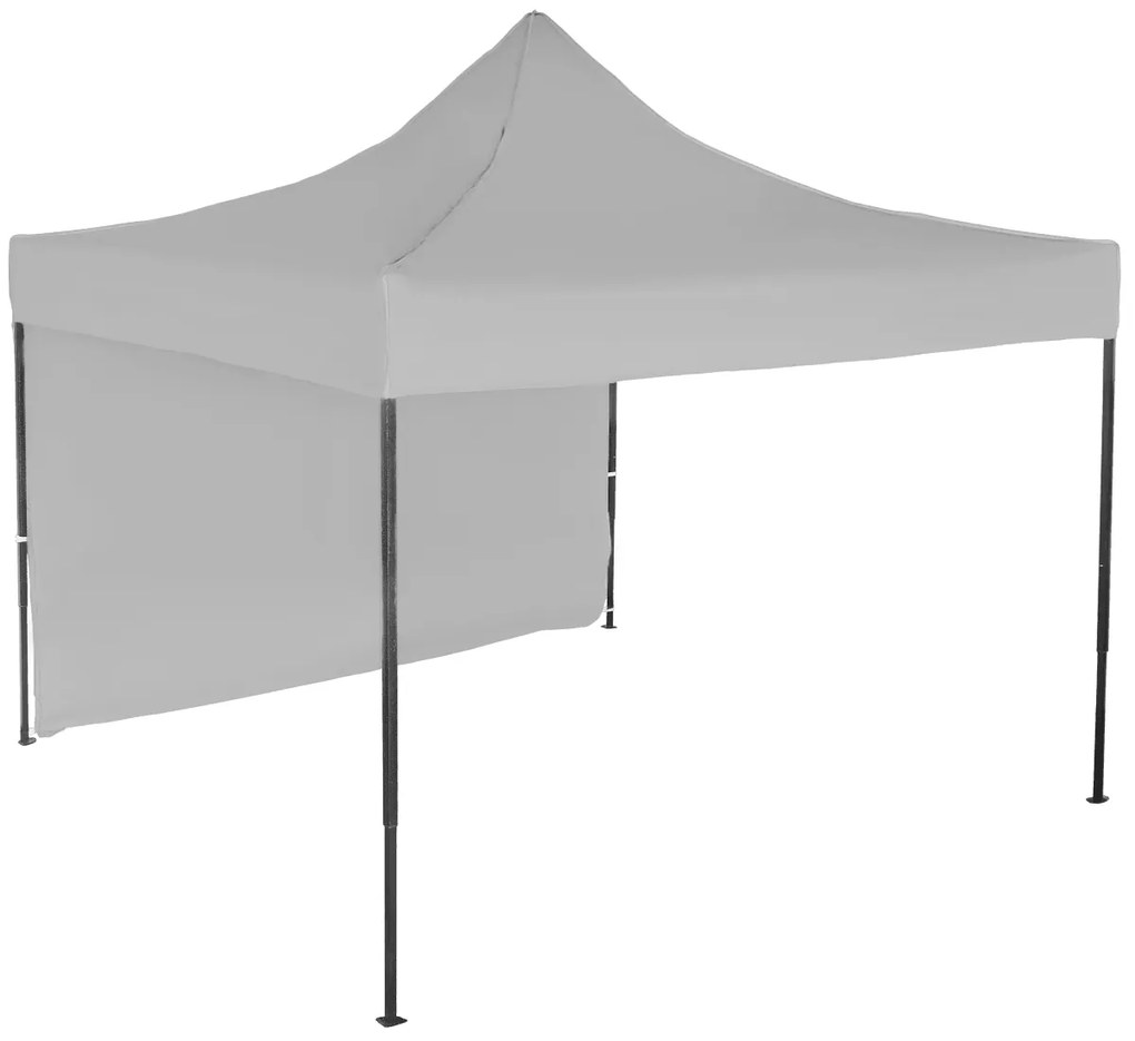 Rýchlorozkladací nožnicový stan 3x3m – oceľový, 1 bočná plachta, Sivá / antracitová
