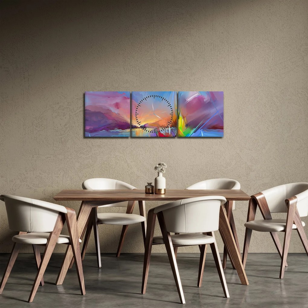 Obraz - Západ slnka (s hodinami) (90x30 cm)