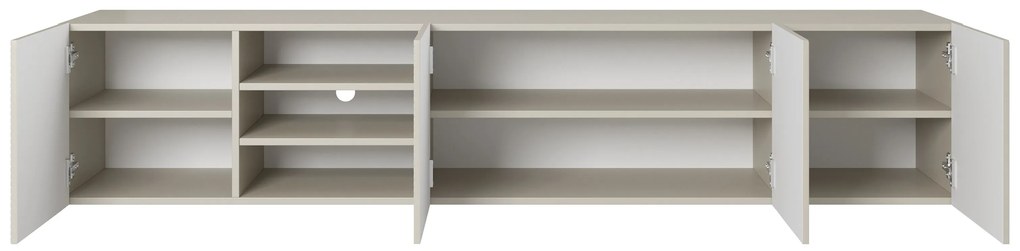 Závesná TV skrinka Asha 200 cm so žliabkovaným čelom s výklenkom - kašmír