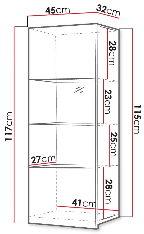 Závesná vitrína Brolani BR11 (čierna + lesk čierny) (s bielym LED osvetlením). Vlastná spoľahlivá doprava až k Vám domov. 1106334