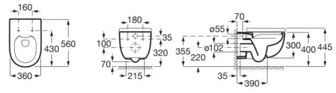Roca A34624L000 - Závesné WC MERIDIAN keramika/biela