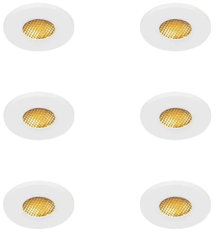 Sada 6 moderných kúpeľňových zapustených bodových svetiel biela IP54 - Shed Honey