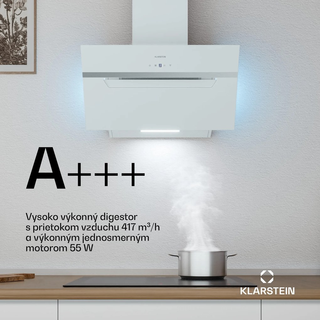 Klarstein BigBite šikmý digestor | režim odsávania vzduchu a recirkulácie | bezpečnostné sklo | 417 m³/h | 60 cm