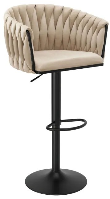 Barová stolička COFTON zamatová, béžová / čierna
