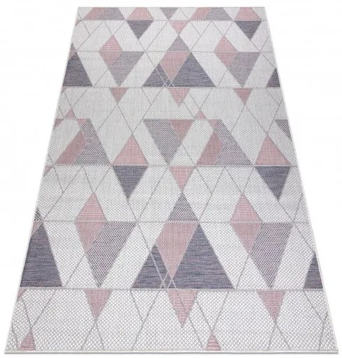 Dywany Łuszczów Kusový koberec Sion Sisal Triangles B3006A ecru/pink – na von aj na doma - 80x150 cm