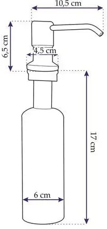 Rea, drezový dávkovač saponátu 250ml, zlatá lesklá, BAT-08000