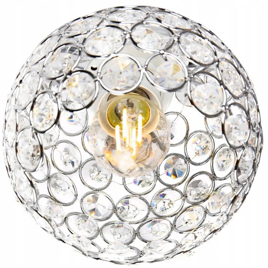 Závesné svietidlo Crystal, 1x strieborné krištáľové tienidlo, ch