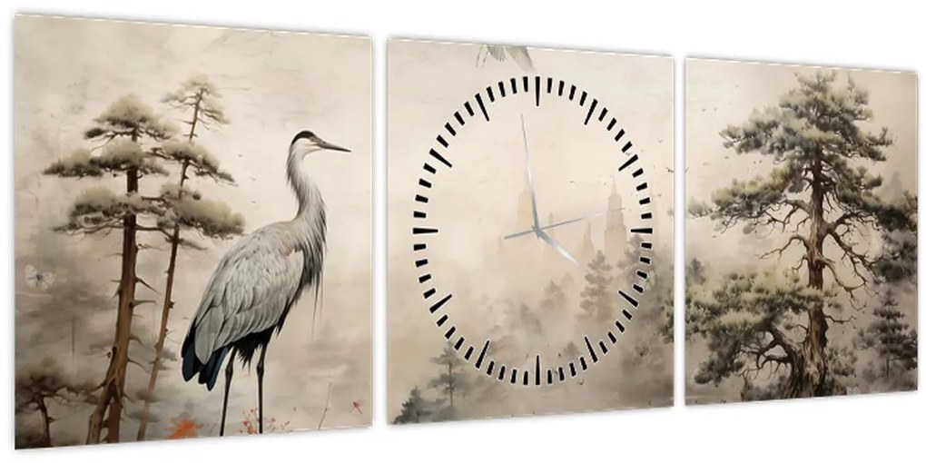 Obraz - Kreslená krajina (s hodinami) (90x30 cm)
