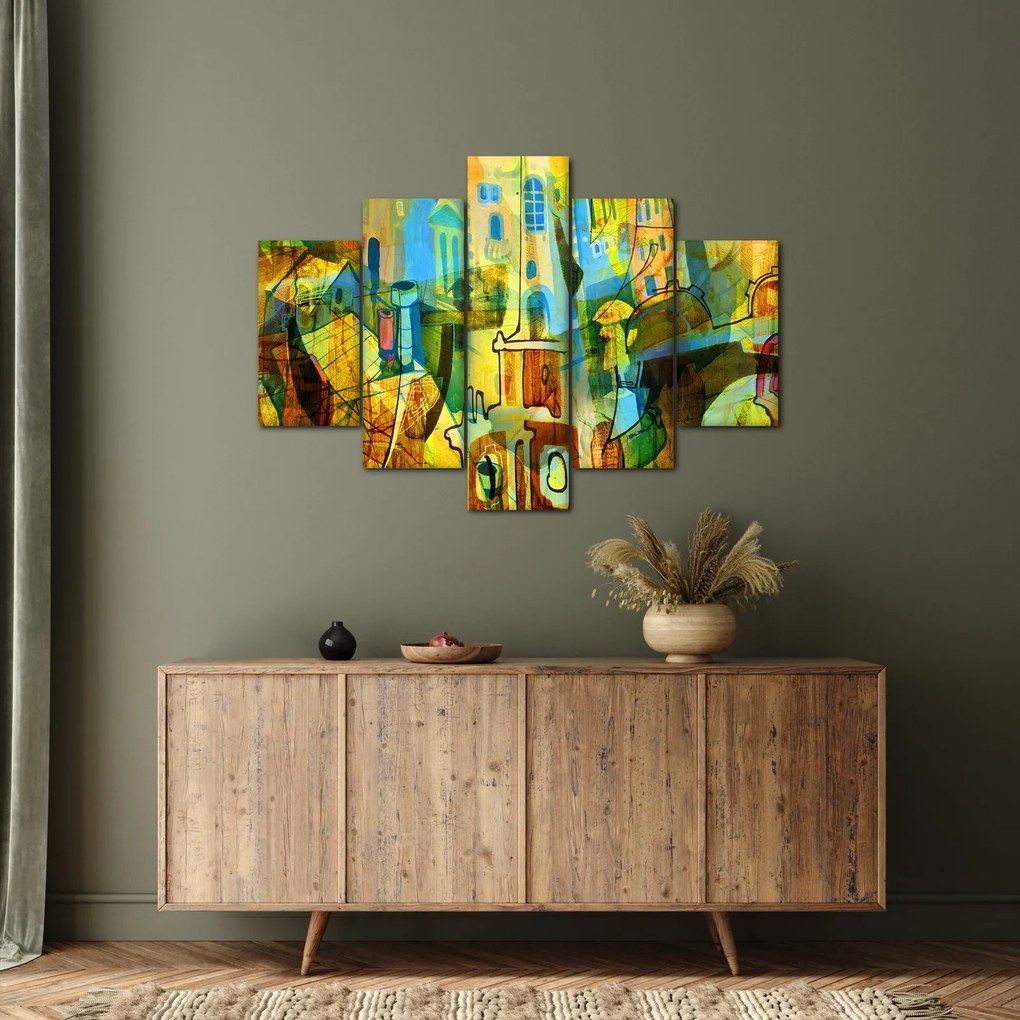 Obraz - Architektúra, kubistická abstrakcia (150x105 cm)
