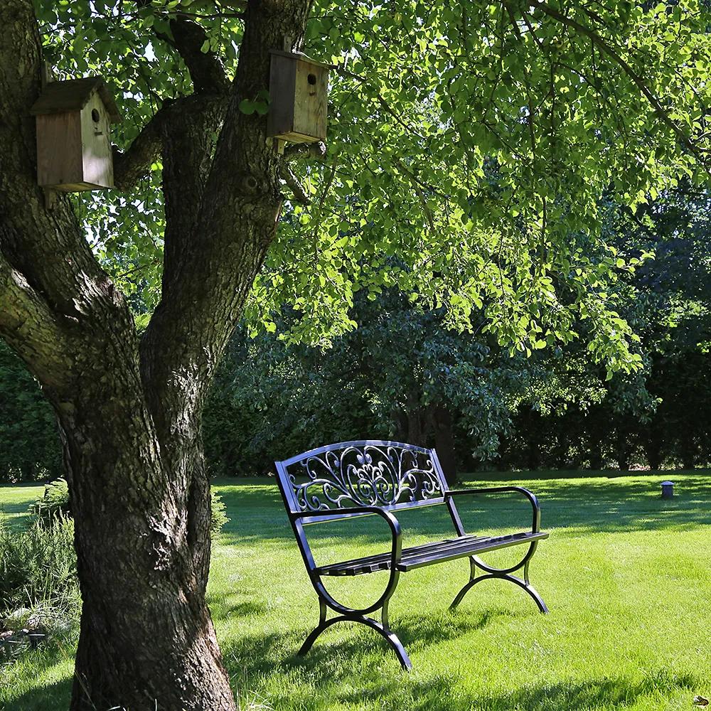 Záhradná lavička s patinou oceľ liatina Zelená