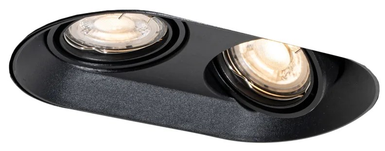 Okrúhle zapustené bodové svetlo čierne GU10 50 mm 2-svetlo - Hubs