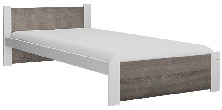 Posteľ IKAROS 90 x 200 cm, biela/dub hľuzovka Rošt: S latkovým roštom, Matrac: Bez matraca