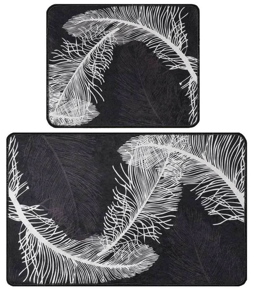 Antracitové kúpeľňové predložky v súprave 2 ks 60x100 cm Alisan – Foutastic
