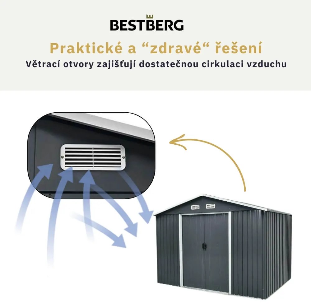 Záhradný domček BestBerg ZDB-7Z / 7,2 m² / 301 x 238 x 214 cm / zelený