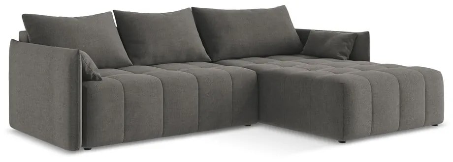 Tmavosivá rozkladacia/s úložným priestorom rohová pohovka (pravý roh/s leňoškou) Moku – Makamii