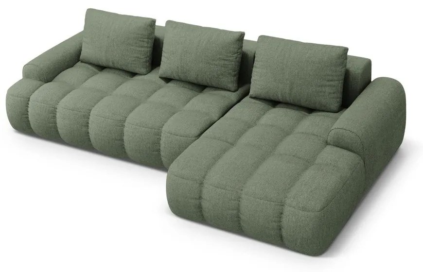 Zelená rozkladacia/s úložným priestorom rohová pohovka (pravý roh/s leňoškou) Linz – Cosmopolitan Design