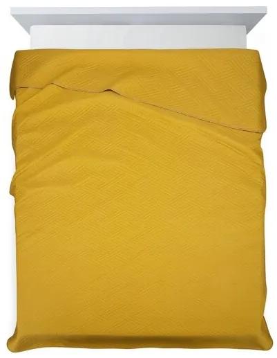 Žltý moderný prehoz na posteľ s geometrickým vzorom