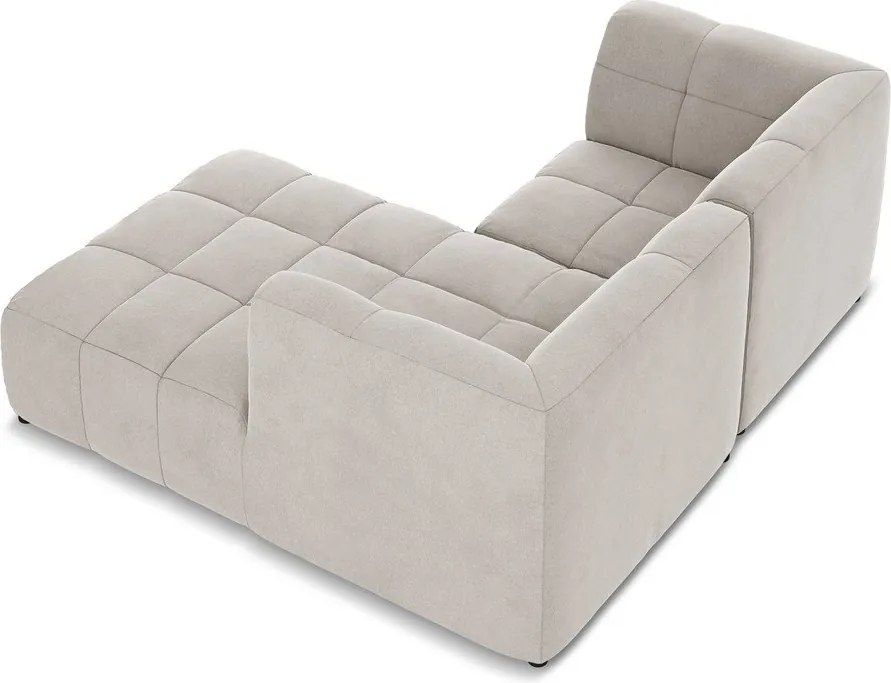 Béžová zamatová rohová pohovka (pravý roh/s leňoškou) Aloha – Makamii