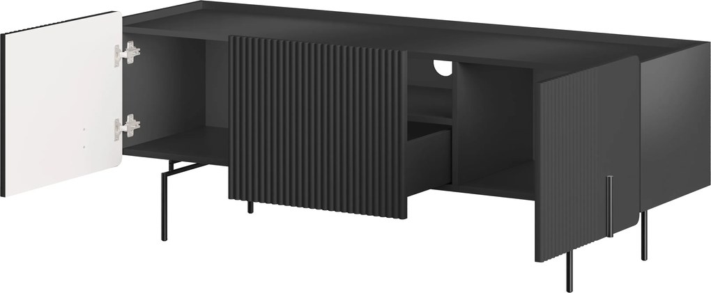 TV stolík Malmi 150 cm - čierny mat / čierna