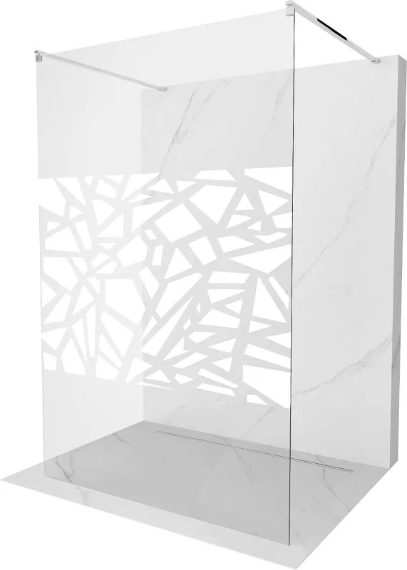 Mexen Kioto voľne stojaca sprchová stena 100 x 200 cm, transparentnéné/biely vzor 8 mm, chrómová - 800-100-002-01-85