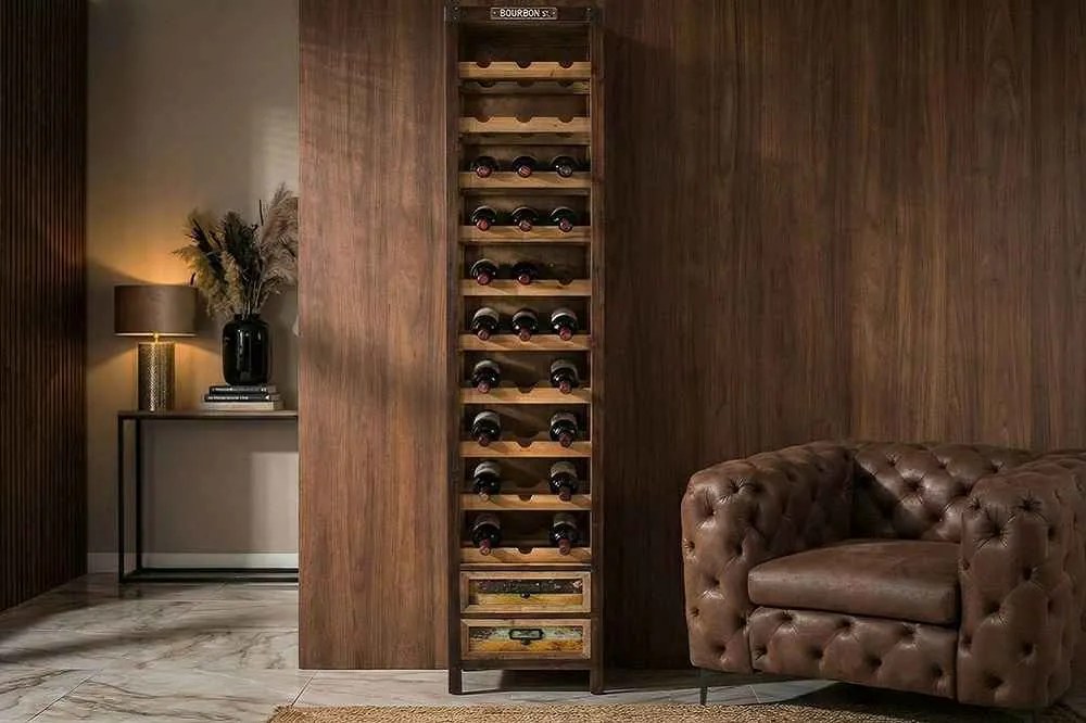 Dizajnový regál na víno Winebar 190 cm borovica