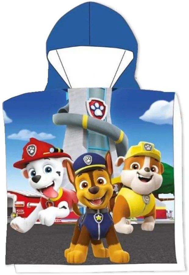 Chlapčenské plážové pončo - osuška s kapucňou Paw Patrol - Tlapková patrola - 100% bavlna - 55 x 110 cm