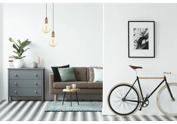 Luster na lanku MIROS 2xE27/60W/230V guľatý čierna/medená