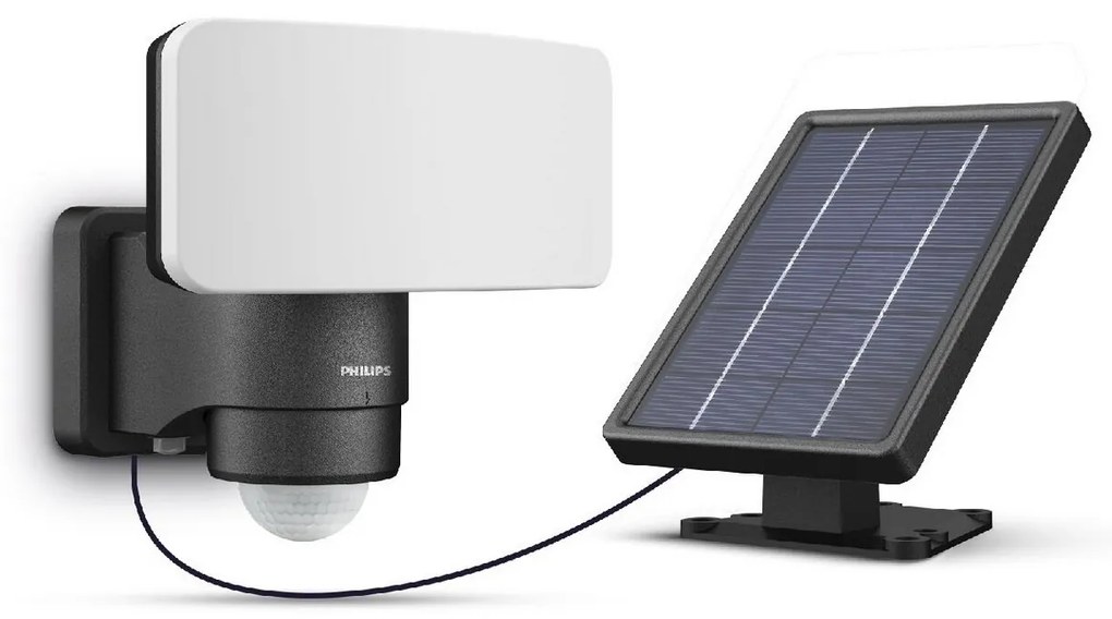 Philips Tylus UltraEfficient Security solárny LEDreflektor, senzor, čierna, 6 W, 1000/50 lm, 3000 K