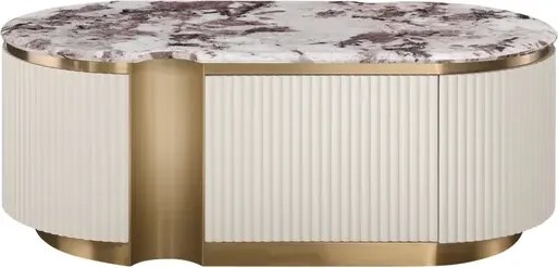 Konferenční stolek Stilig ST914B 122 cm mramor/krémový/zlatý