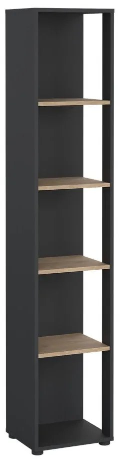 Knižnica v dekore duba v antracitovo-prírodnej farbe 41x205 cm Sign – Tvilum